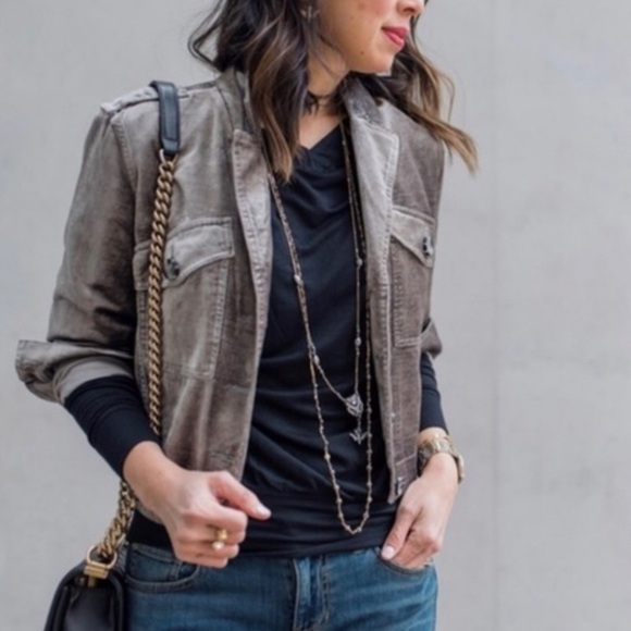 Cabi Sunday Topper Cropped Velvet Jacket Taupe Gray Tan Small J2 - Picture 1 of 7